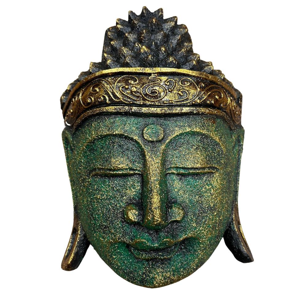 Home Decoration Buddha Head - 25cm - Green Shine Finish
