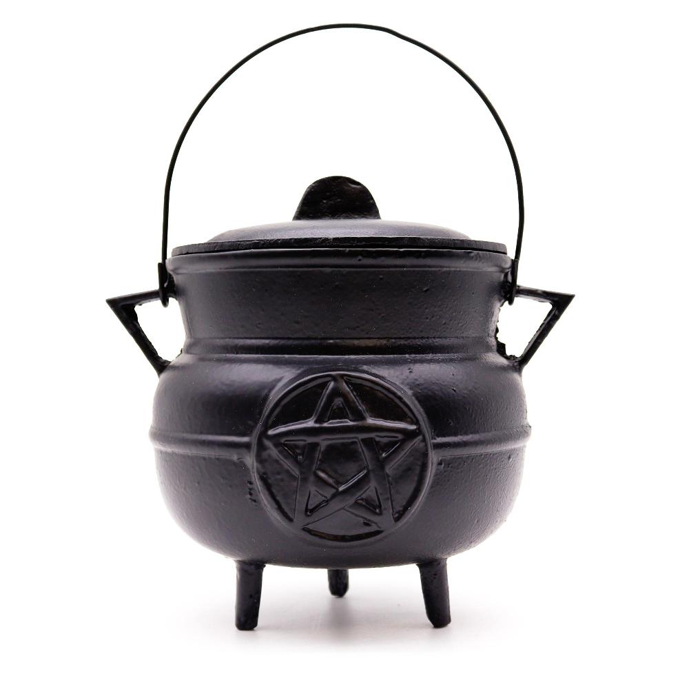 Huge Cast Iron Cauldron With Pentagram 21x15cm