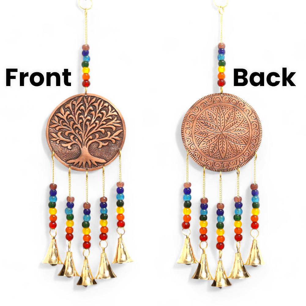 Indian Chimes - Med Tree Of Life - Chakra Beads 5 Bells - 10x36cm