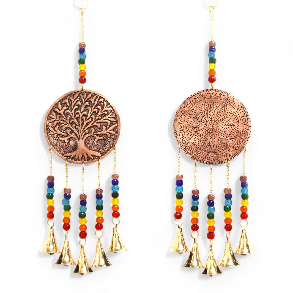Indian Chimes - Med Tree Of Life - Chakra Beads 5 Bells - 10x36cm