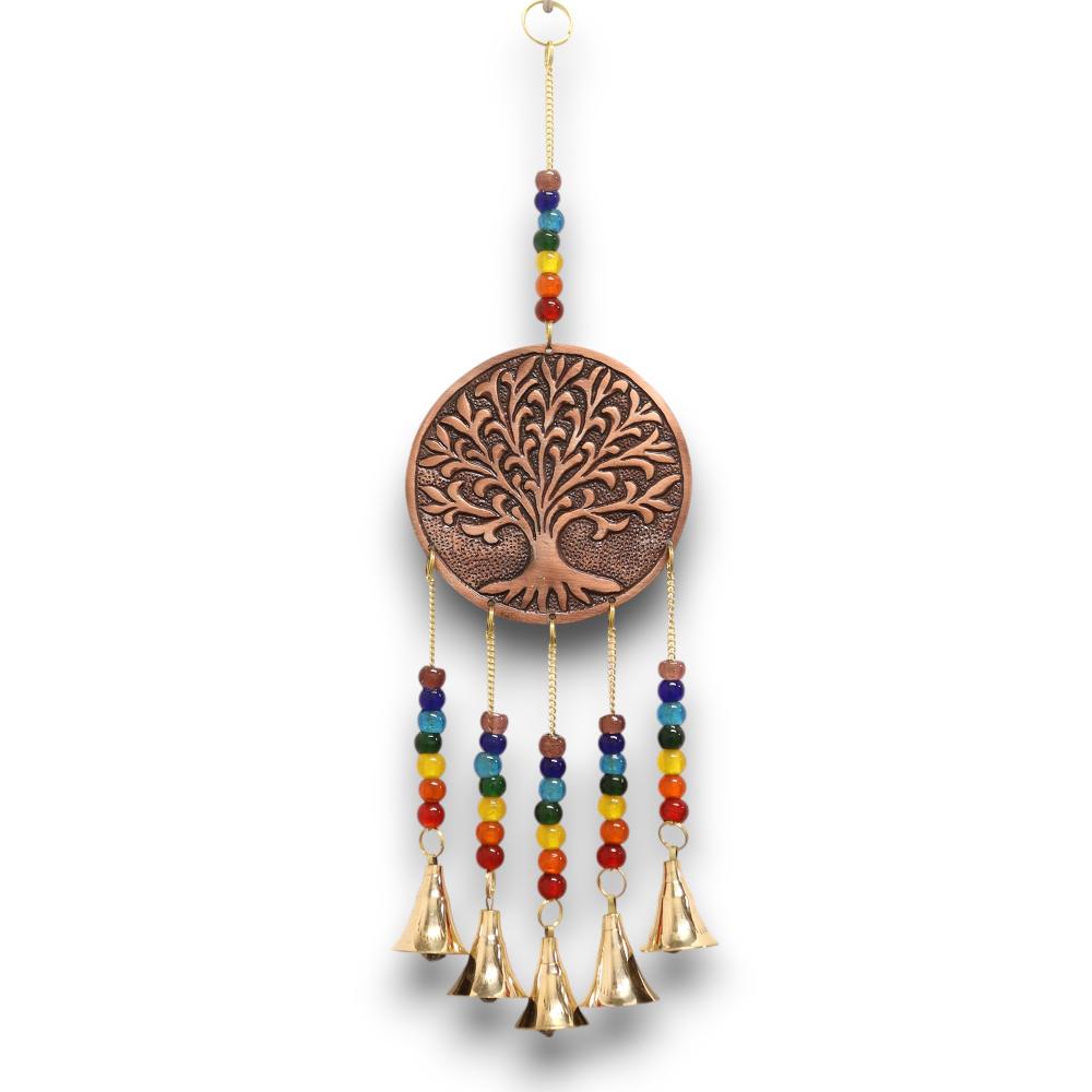 Indian Chimes - Med Tree of Life - Chakra Beads 5 Bells - 10x36cm