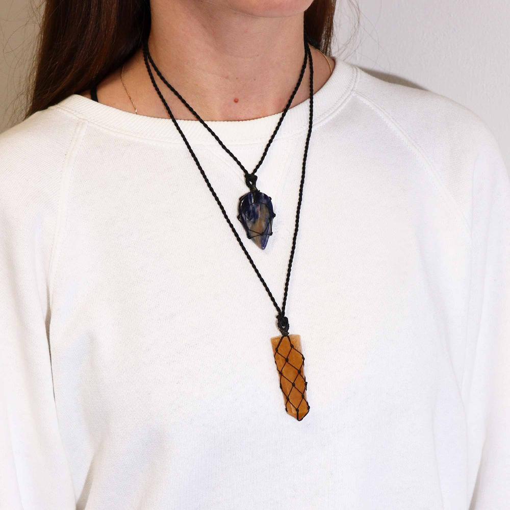 Laced Gemstone Teardrop Pendant - Sodalite