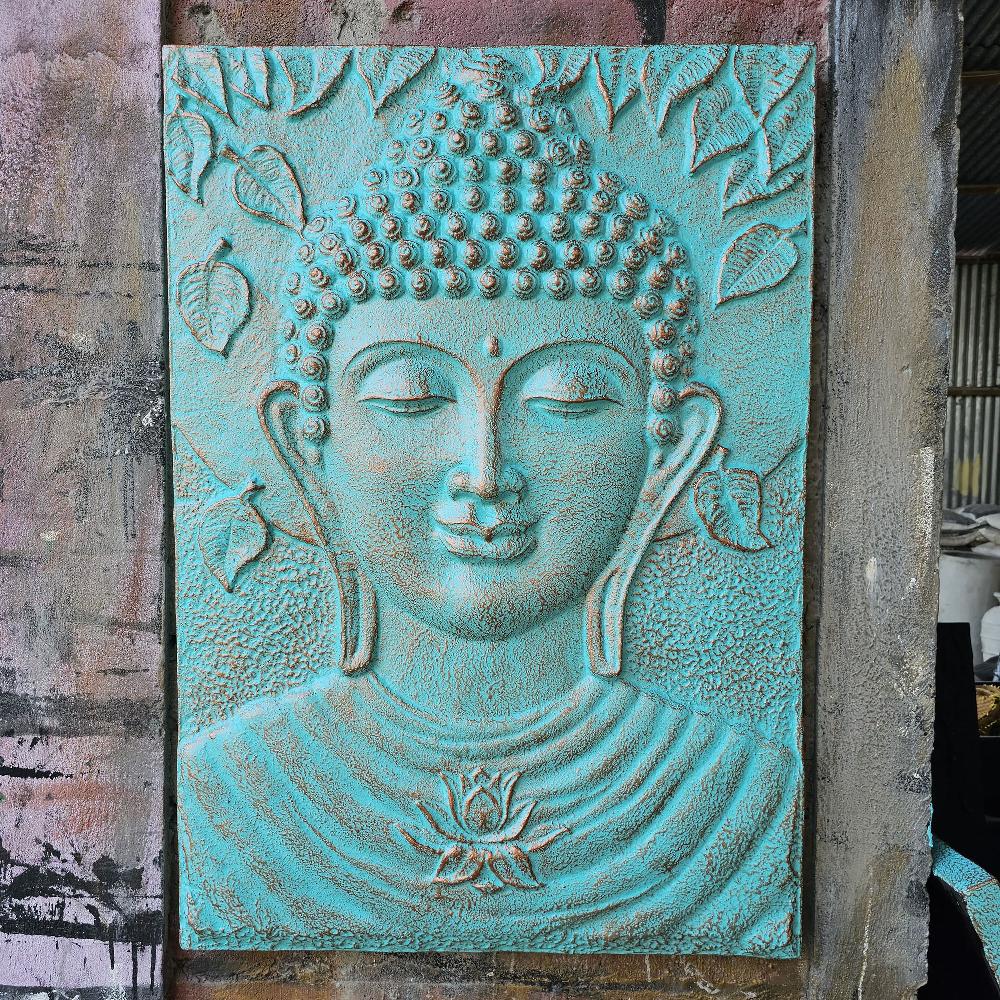 Large Buddha Frame Turquoise Relief - 0.7x1m