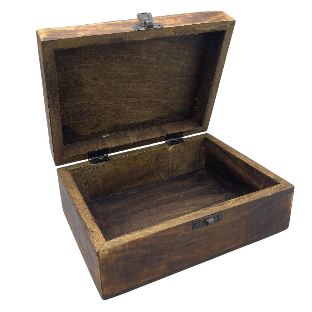 Large Ceramic Glazed Wood Box - 20x15x7.5cm - Black
