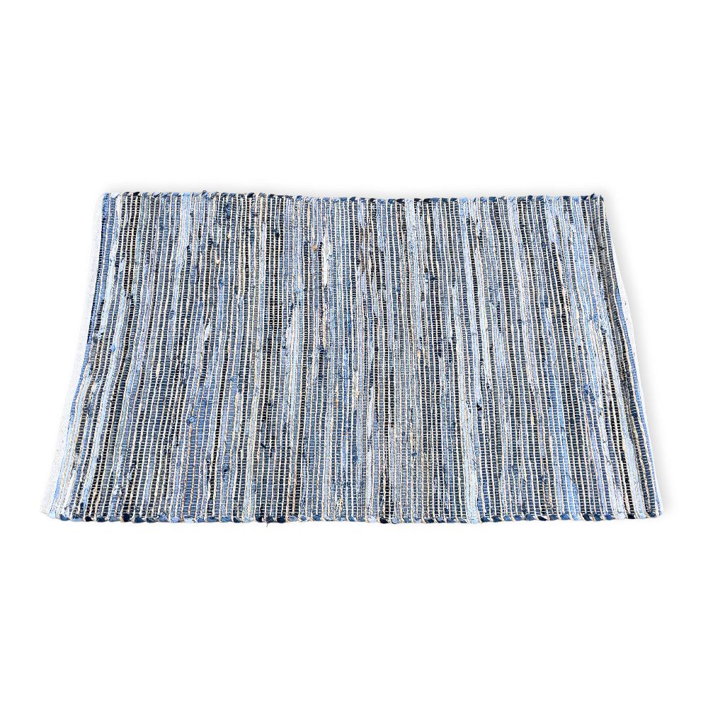 Large Jute and Recycled Cotton Rug - 130x170cm - Blue