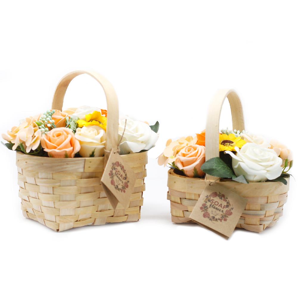 Large Orange Bouquet In Wicker Basket