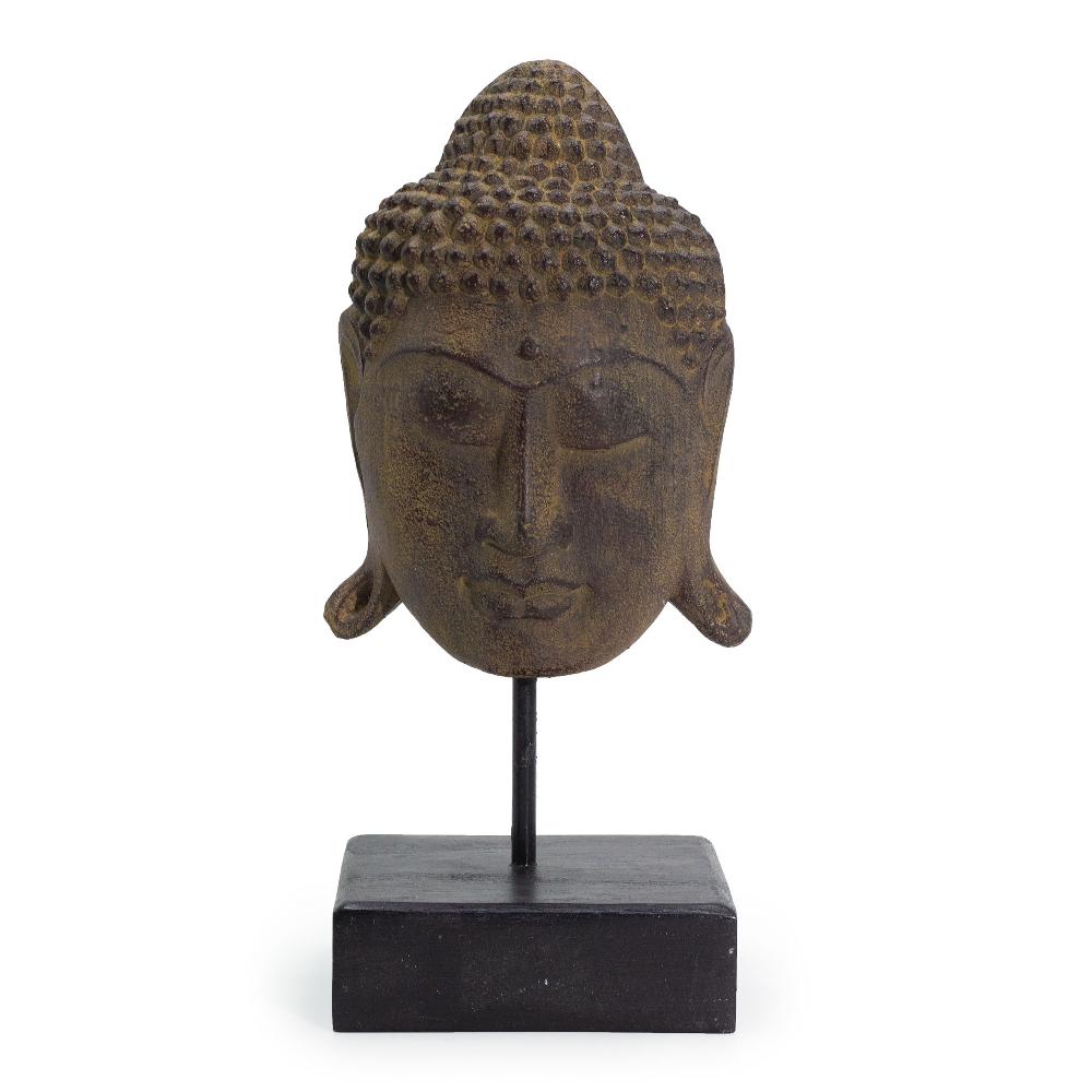 Large Serenity Buddha Head on Stand - Grey