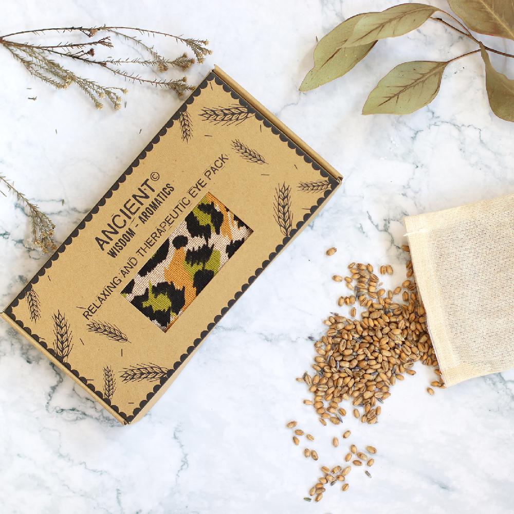 Lavender Natural Cotton And Juco Eye Pillow In Gift Box - Night Leopard