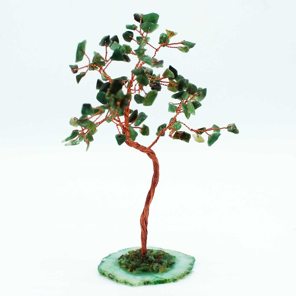 Lrg Gemstone Tree - Green Aventurine On Green Agate Base (100 Stones)