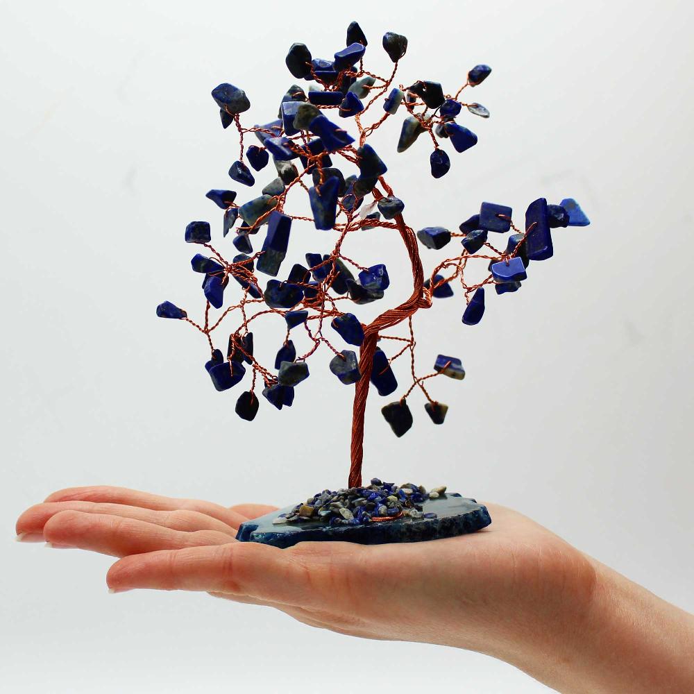 Lrg Gemstone Tree - Sodalite On Blue Agate Base (100 Stones)