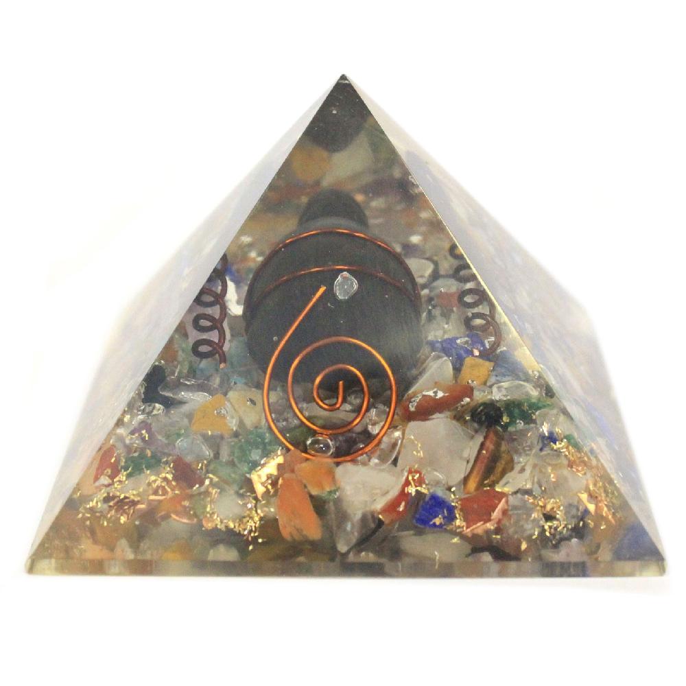 Med Orgonite Pyramid 60mm Gemchips Copper Turtle