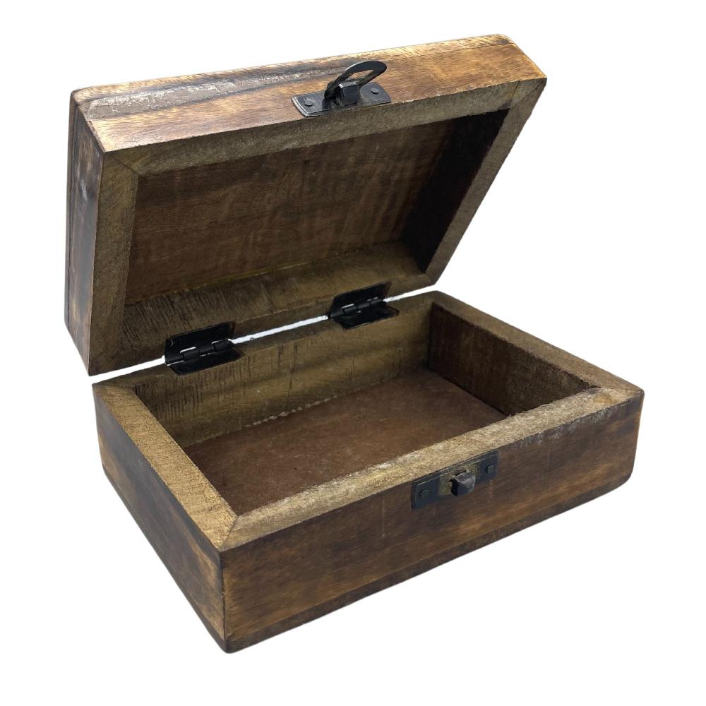 Medium Ceramic Glazed Wood Box - 15x10x6cm - Yellow