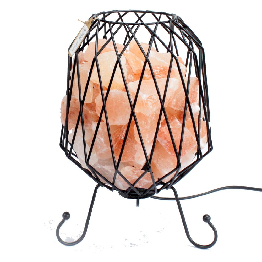 Mesh Salt Rock Brazier Pink Salt Chunks Cable & Bulb