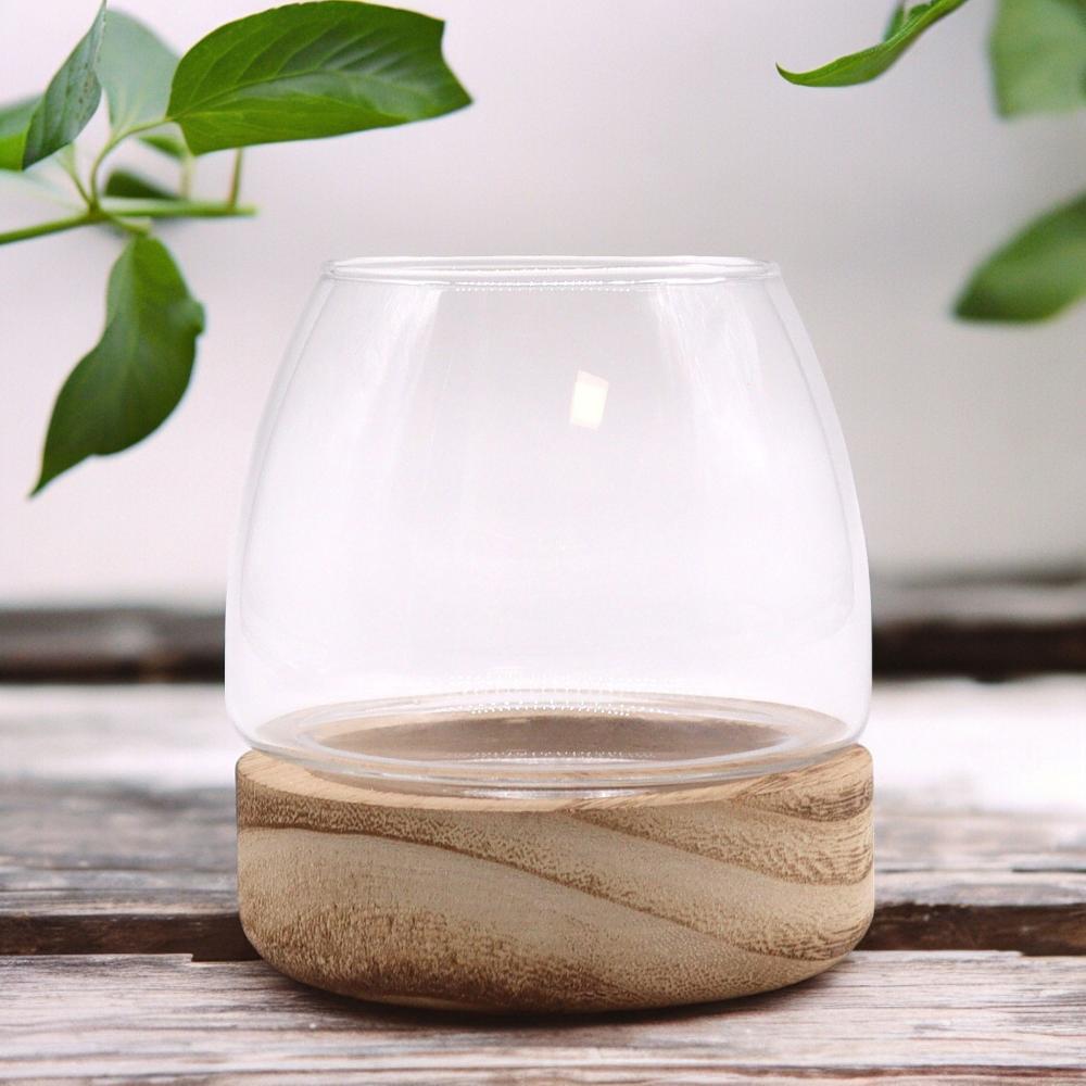 Mini Terrarium on Natural Tung Wood - 10x10cm