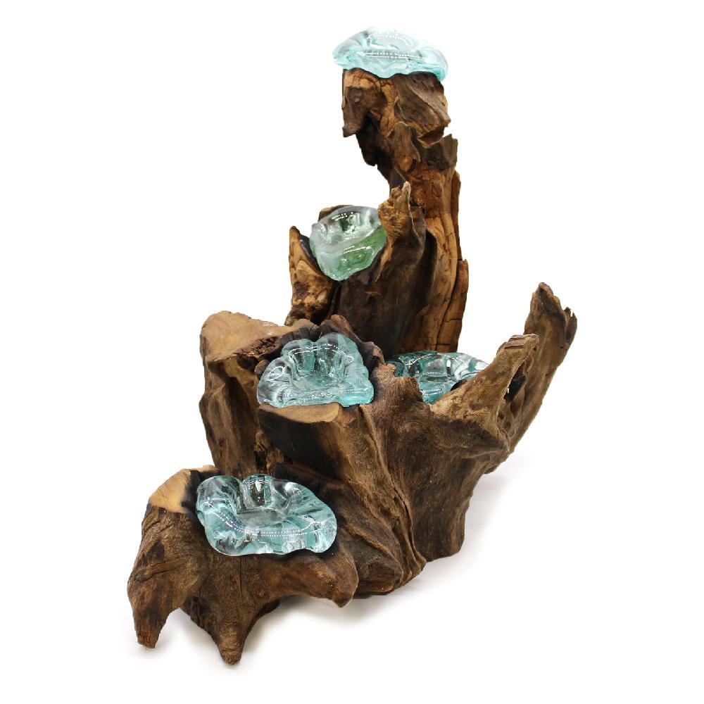 Molten Glass Five Candle Holder On Wood