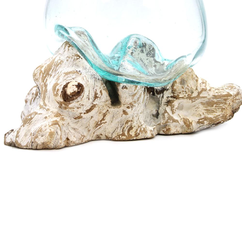 Molten Glass On Whitewash Wood - Large Bowl