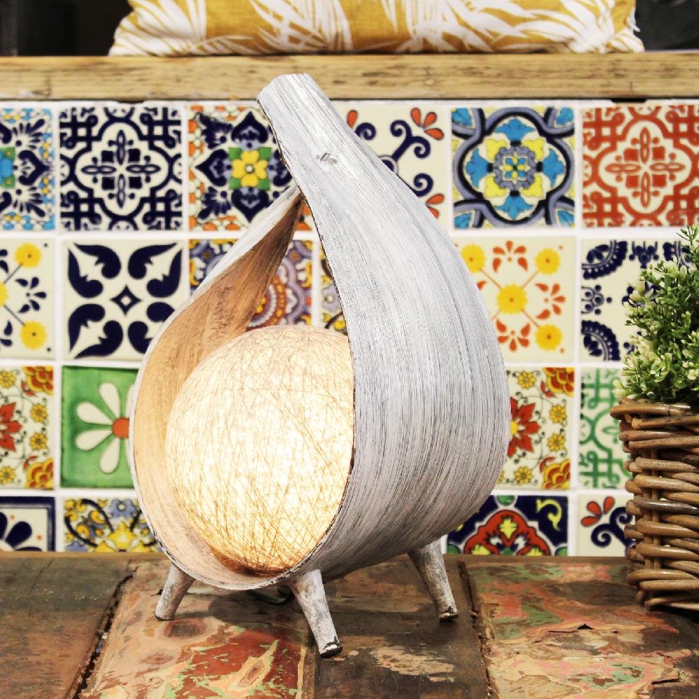 Natural Coconut Lamp UK Plug - Greywash Wrapover