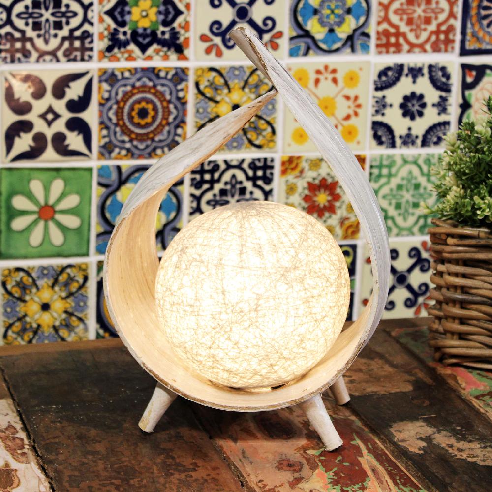 Natural Coconut Lamp UK Plug - Whitewash Wrapover