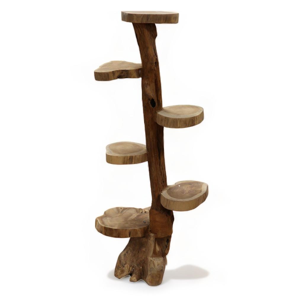 Natural Teak 6 Shelf Display 120cm High