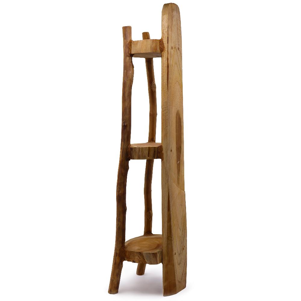 Natural Teak Corner Unit 3 Shelves - 90cm High
