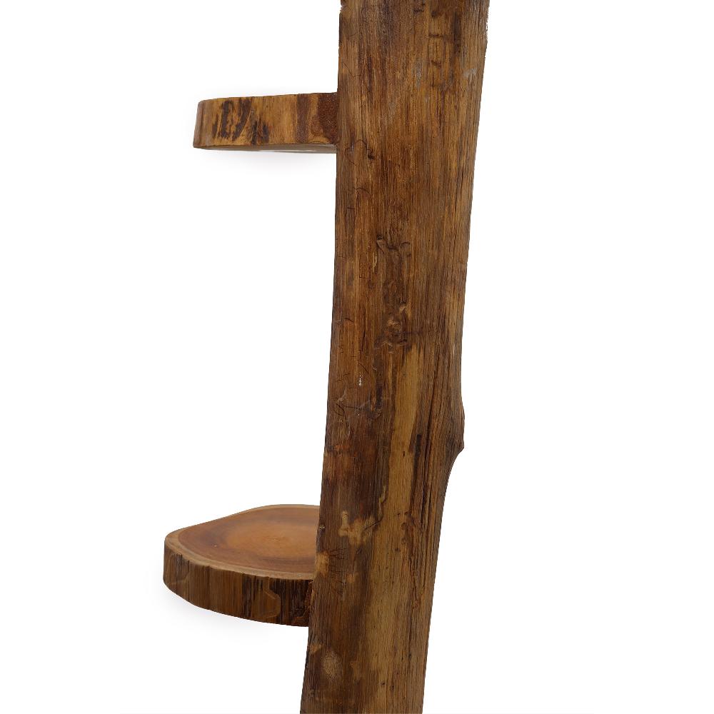Natural Teak Log Shelve Display 3 Shelves 100cm High