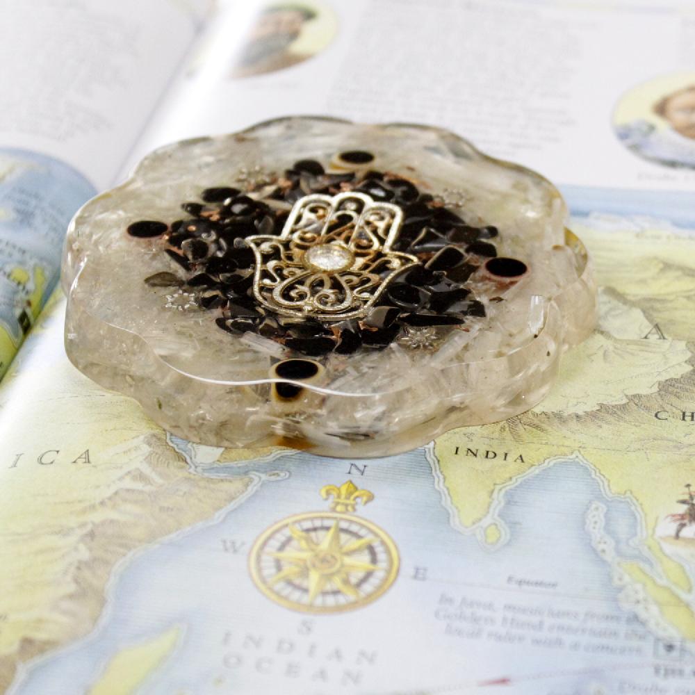Orgonite Desk Power Packs - Hamsa With Selenite - Med