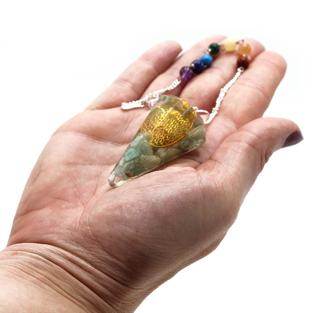 Orgonite Power Chakra Pendulum - Flower Of Life