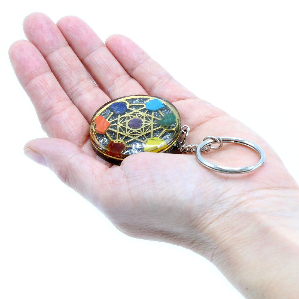 Orgonite Power Keyring - Round Seven Chakra
