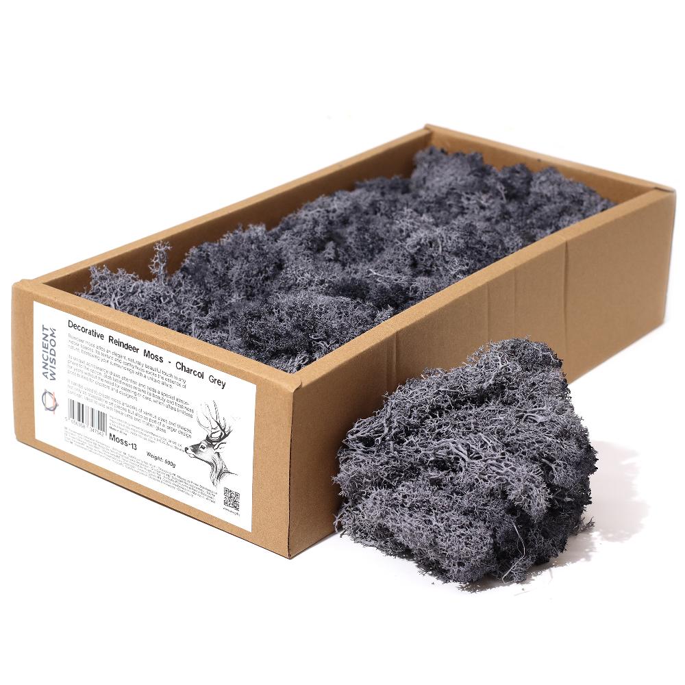 Quality Decorative Reindeer Moss - Charcol Grey - 635g Box