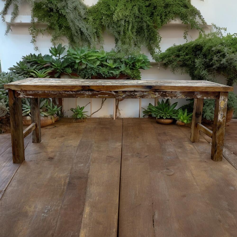 Recycled Teakwood Display / Dinning Table 1.8m / No Bottom Shelf