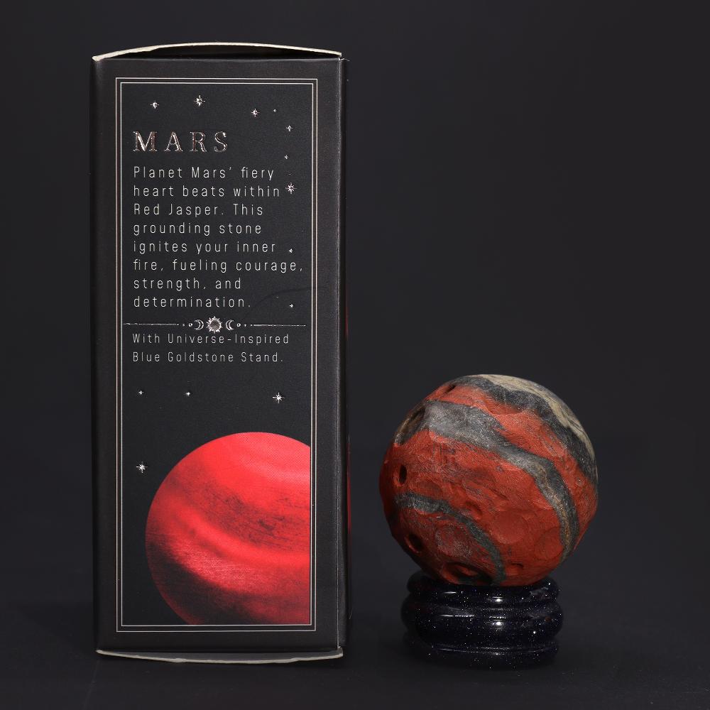 Red Jasper Planet on a Solar Goldstone Stand (MARS) - 40mm