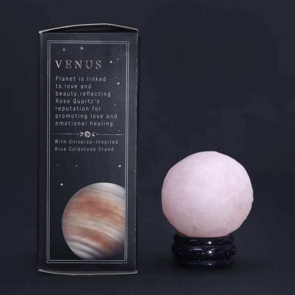 Rose Quartz Planet on a Solar Goldstone Stand (VENUS) - 40mm