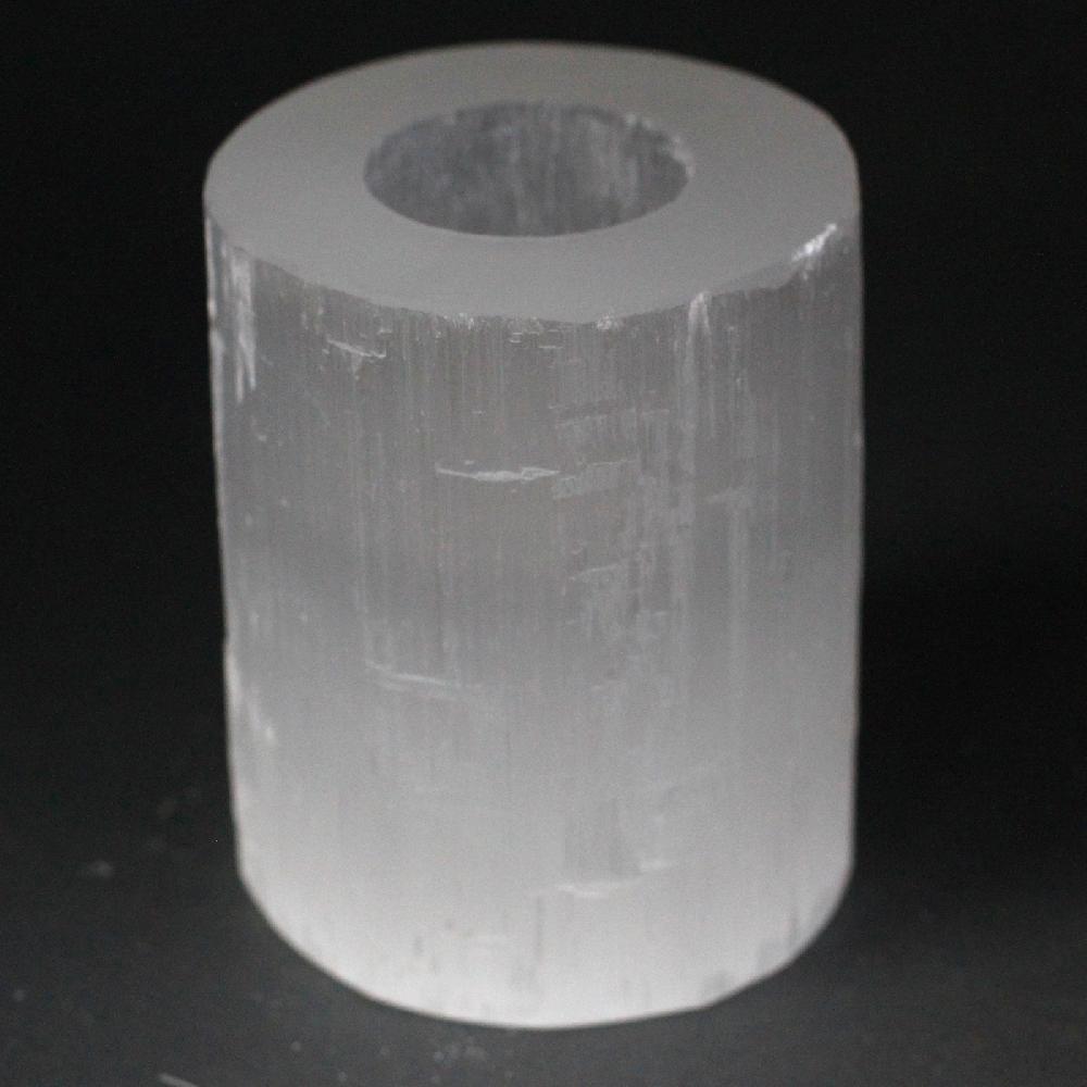 Selenite Cylinder Candle Holder - 10 Cm