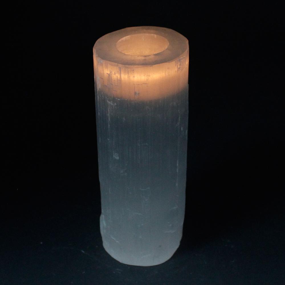 Selenite Cylinder Candle Holder - 20 Cm
