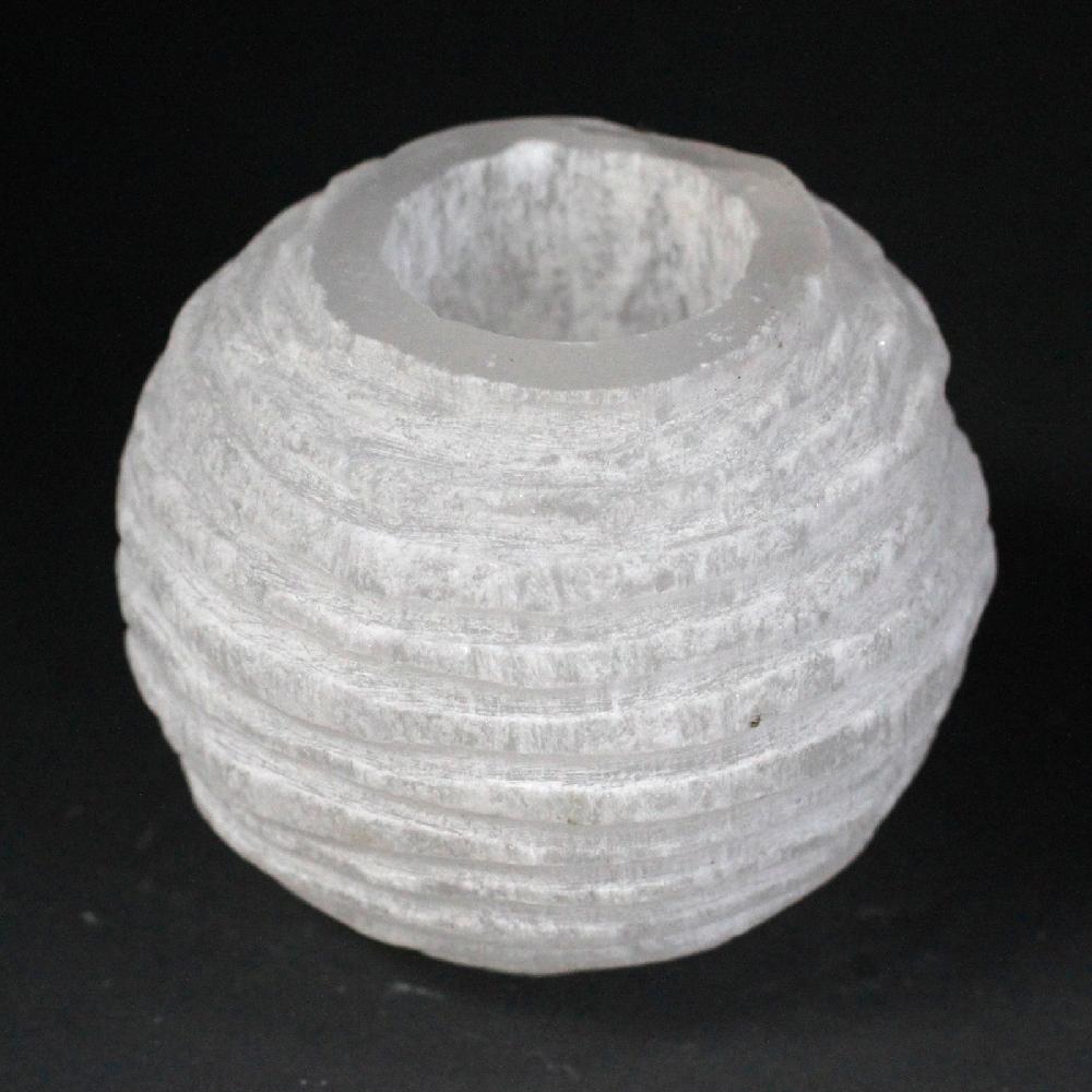 Selenite Snowball Candle Holder - 8 cm
