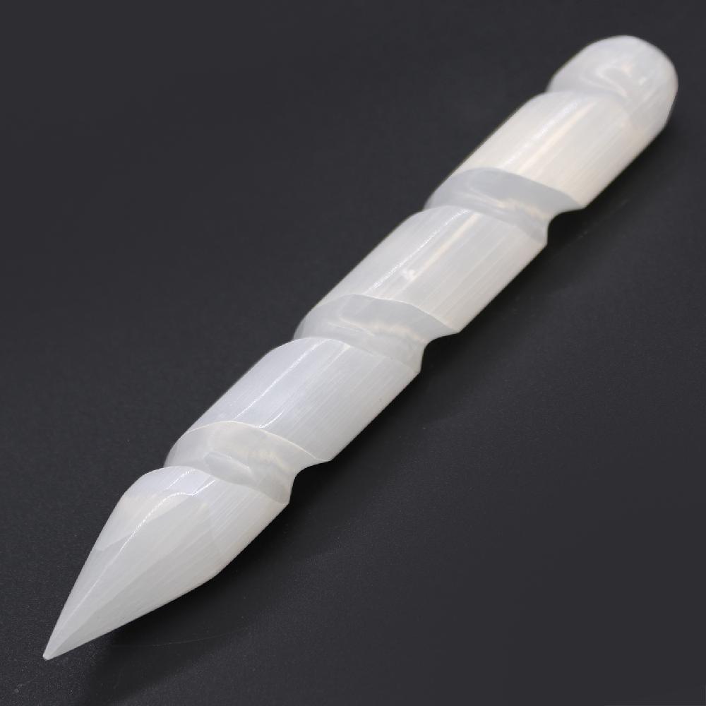 Selenite Spiral Wands - 16 Cm (Point One Ends)
