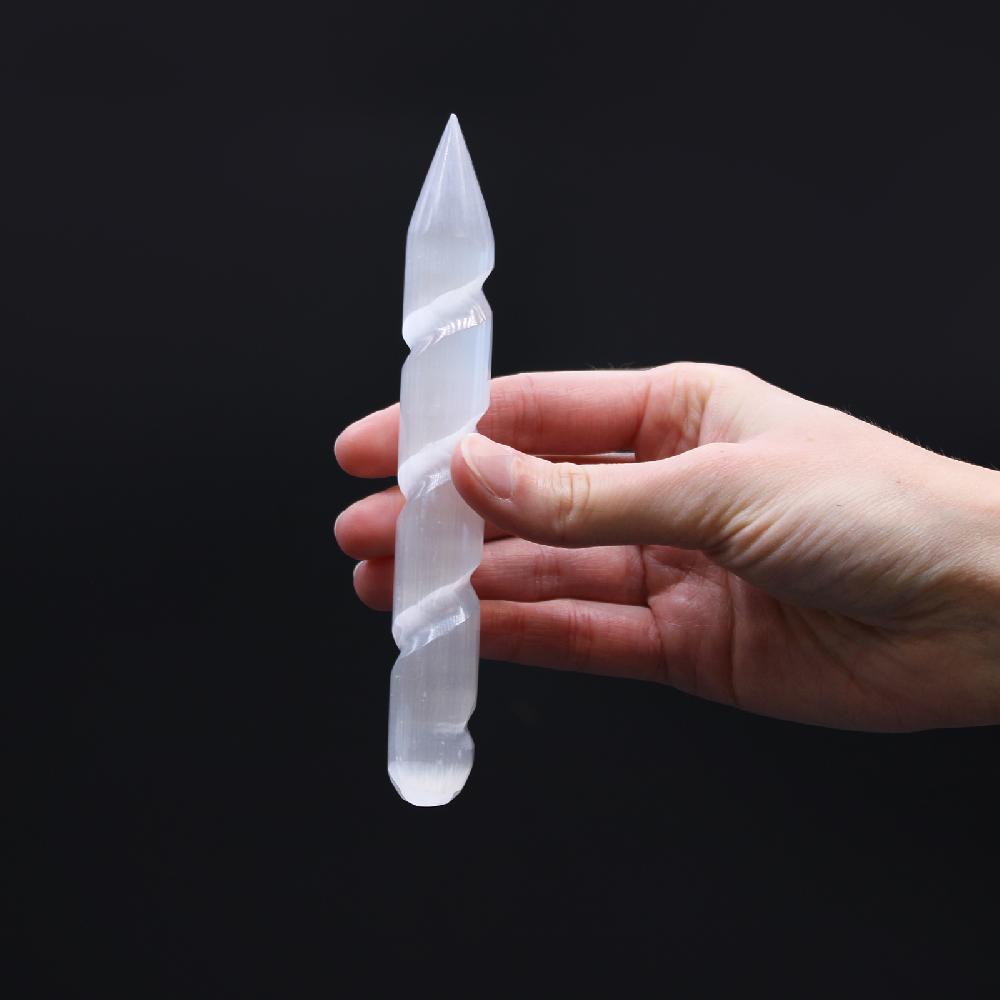 Selenite Spiral Wands - 16 Cm (Point One Ends)