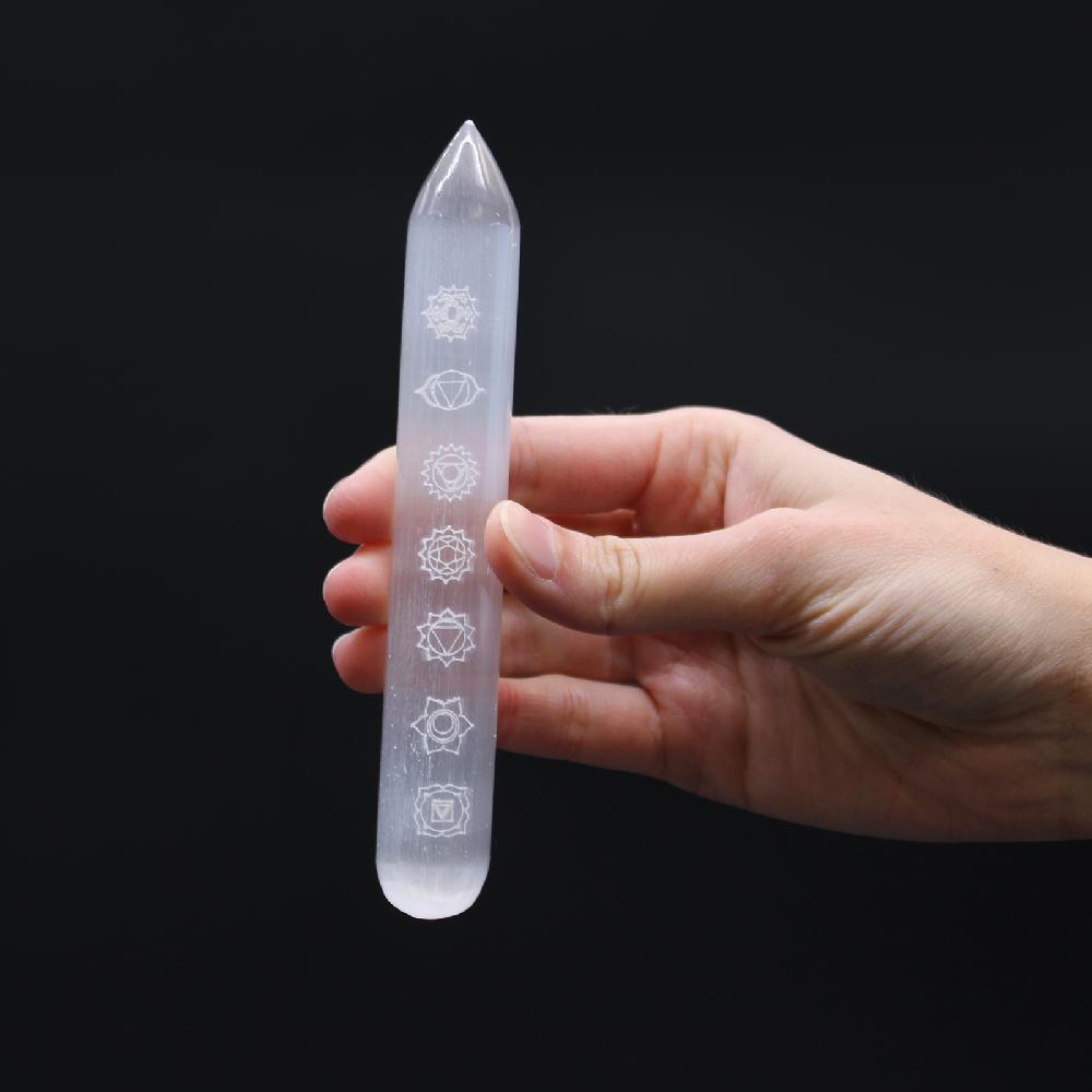 Selenite Wand - 16 Cm (Point One End) 7 Chakra