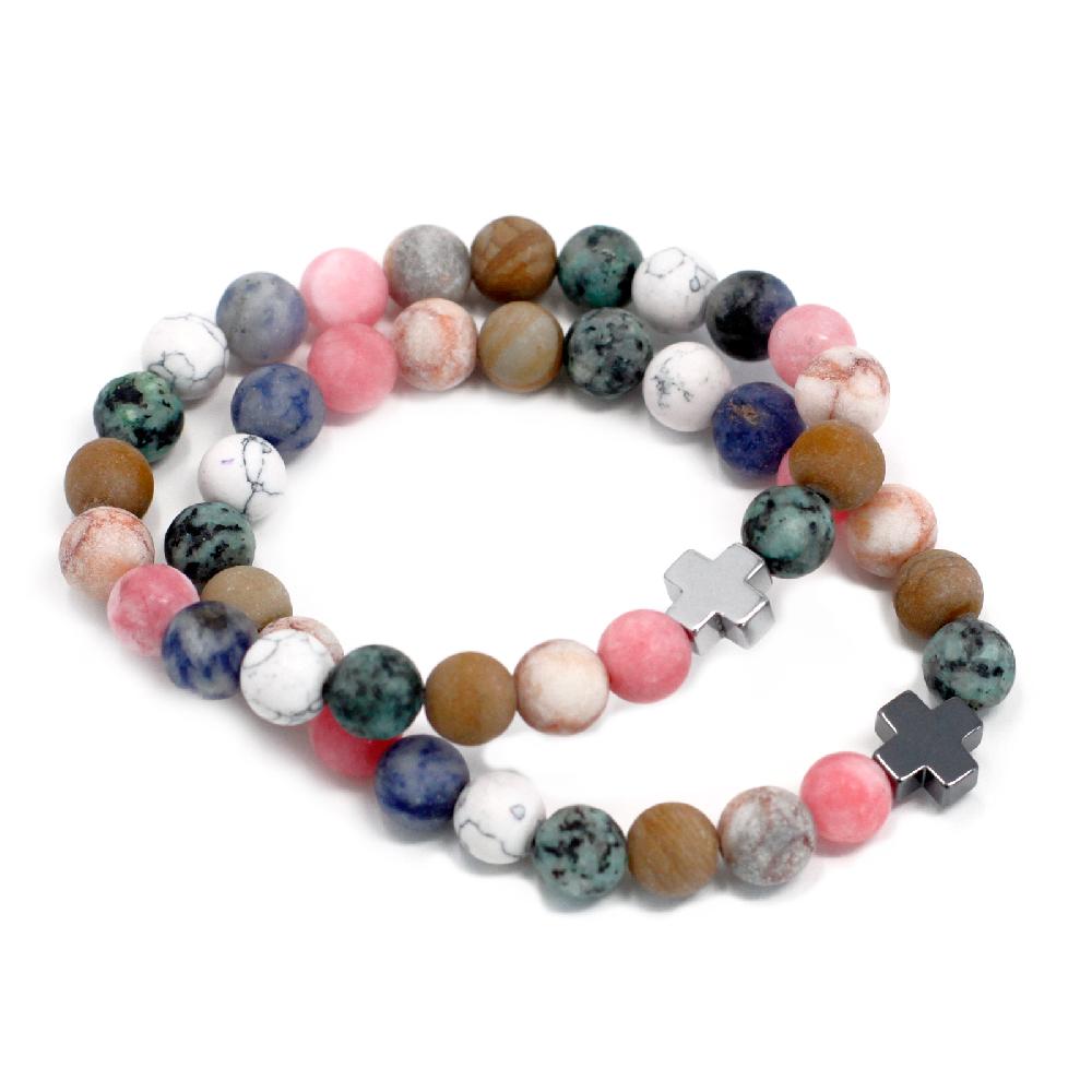 Set of 2 Gemstones Friendship Bracelets - Harmony - Rainbow Gemstones
