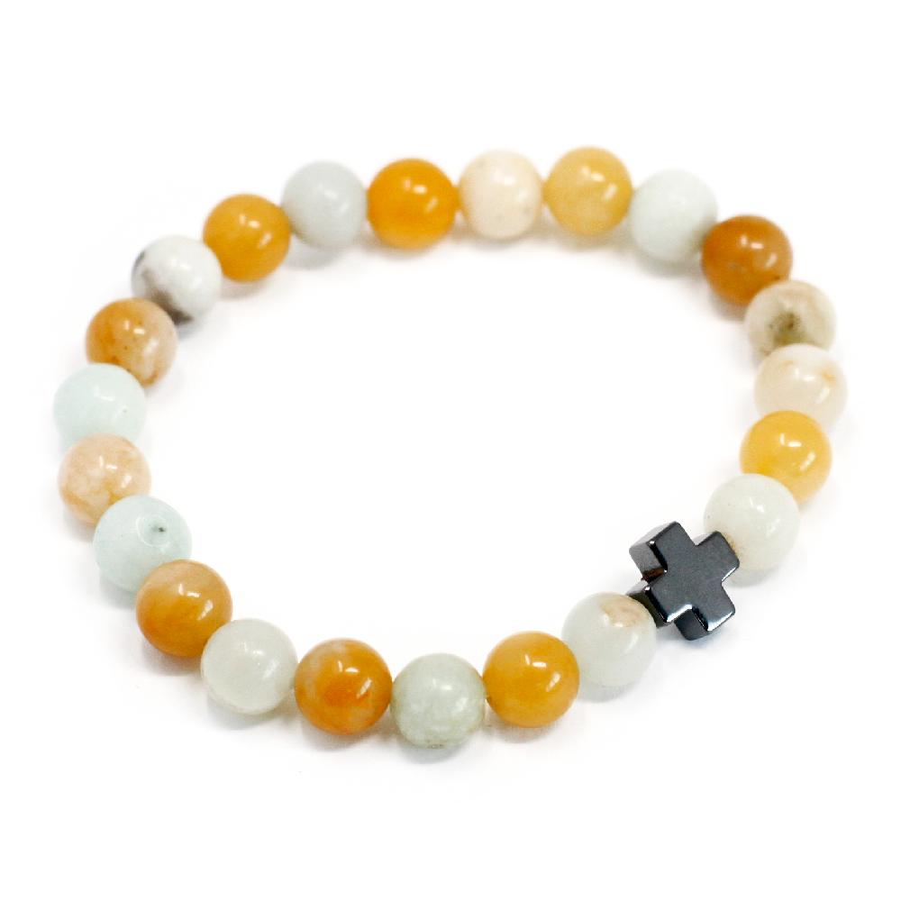 Set Of 2 Gemstones Friendship Bracelets - Loyalty - Amazonite & Yellow Jasper