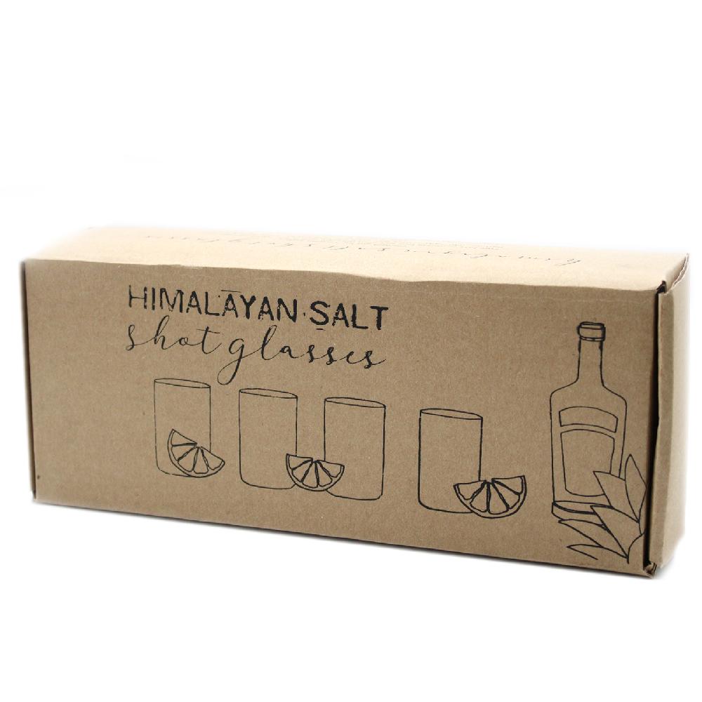 Set Of 4 Himalayan Salt Shot Glasses & Wood Serving Tray