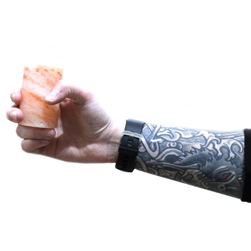 Set Of 4 Himalayan Salt Shot Glasses & Wood Serving Tray