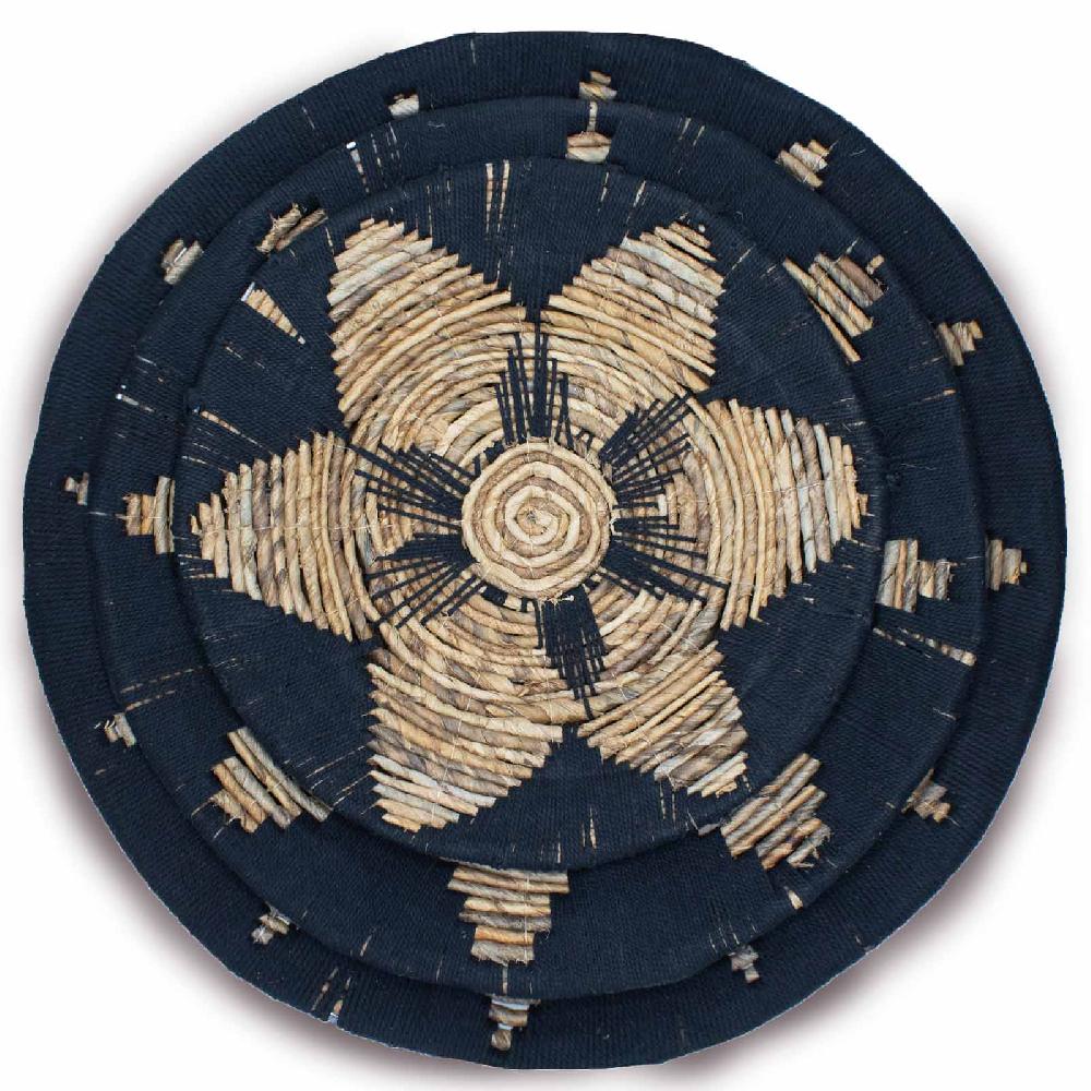 Set of Three Seagrass Bowls Wall Art - Black