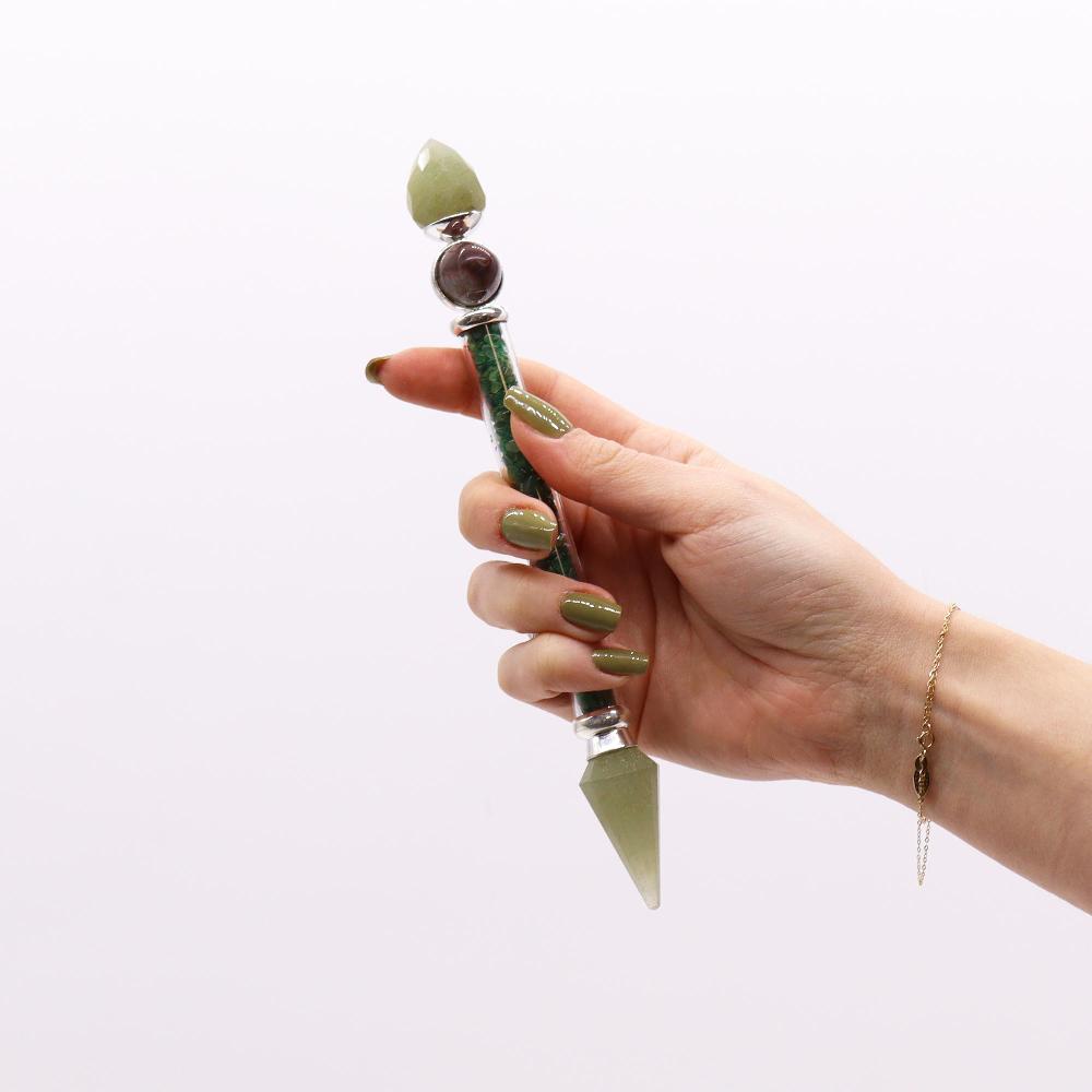 Shiva Lingam Magic Wand - 19.5 Cm - Green Aventurine - Happiness