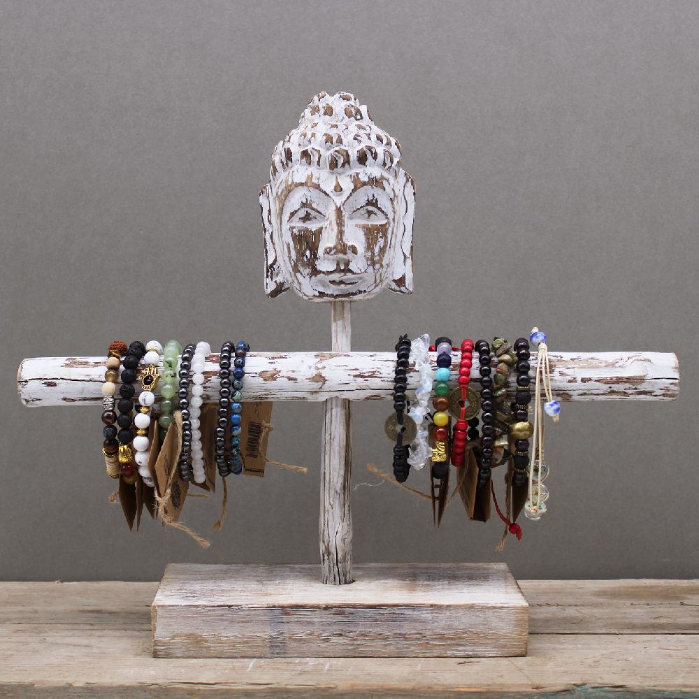 Single Branch & Buddha Stand - Whitewash
