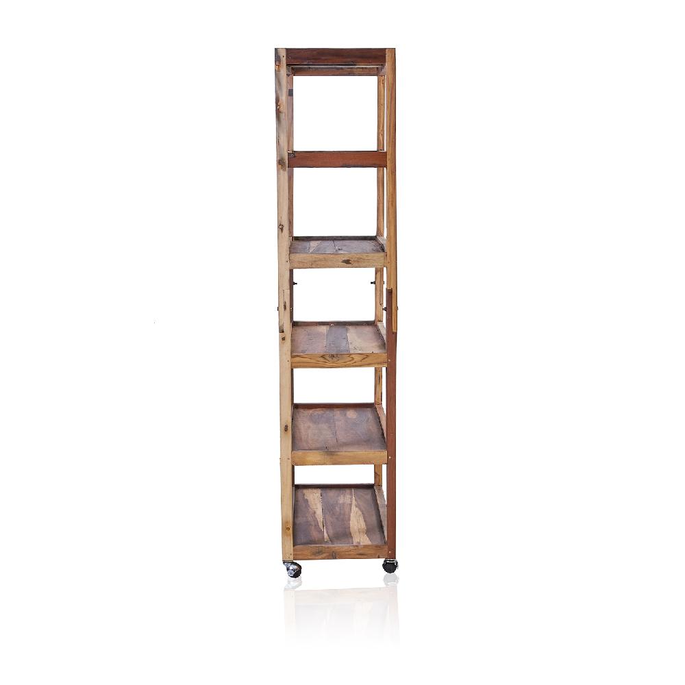 Six Shelf Display With Casters - Recycled Wood