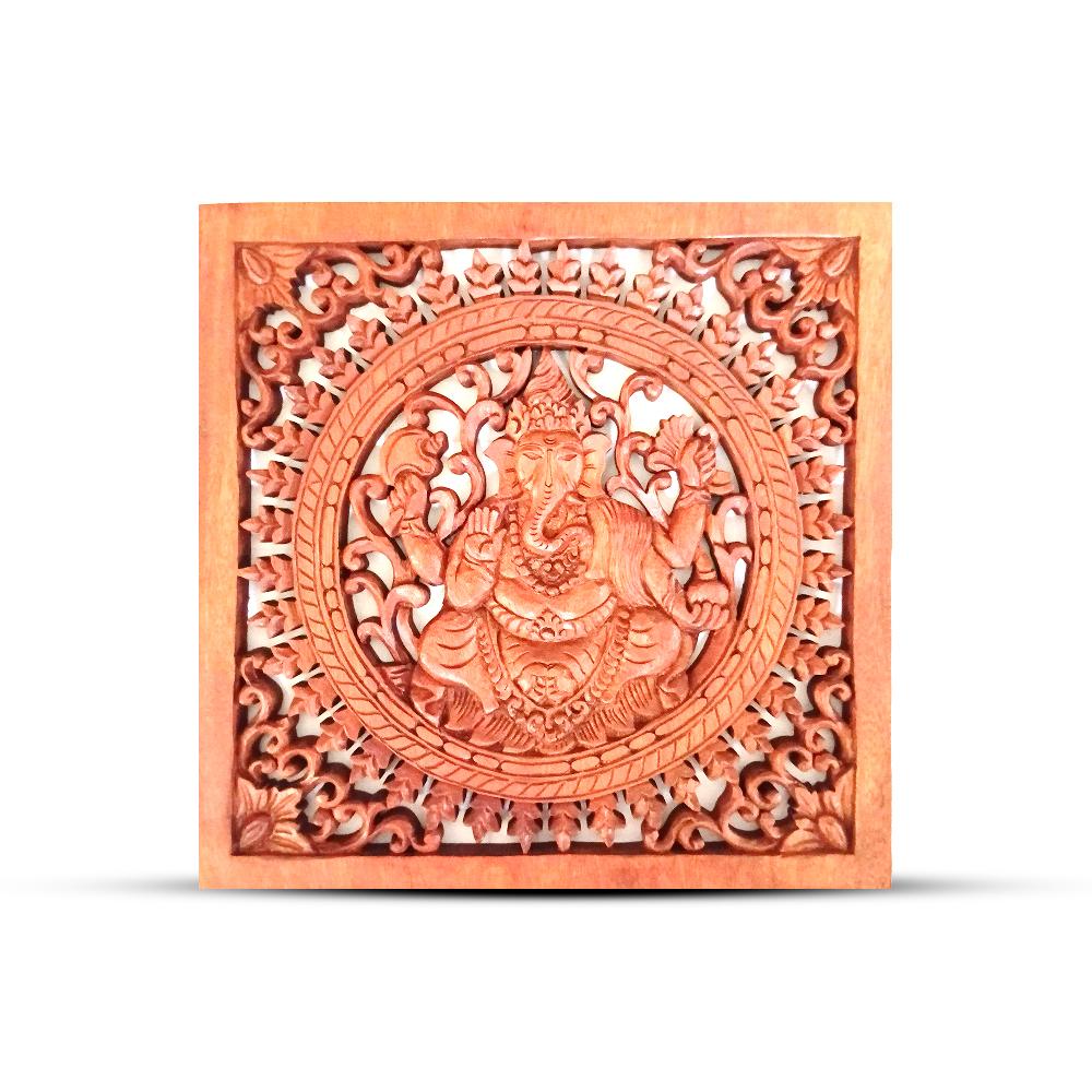 Square Decorative Wooden Ganesh Panel 40x40cm