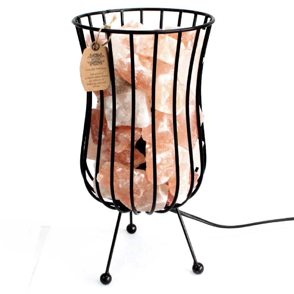 Tall Salt Rock Brazier Pink Salt Chunks Cable & Bulb