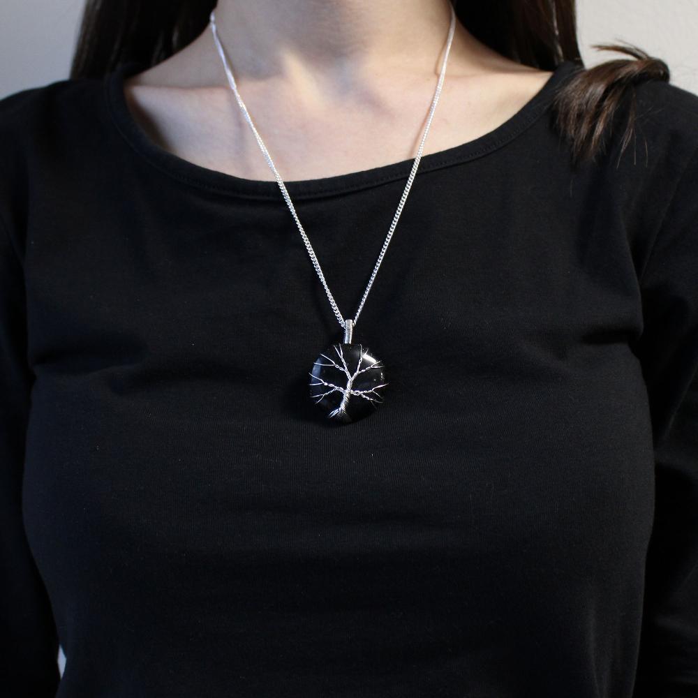 Tree Of Life Gemstone Necklace - Black Onyx