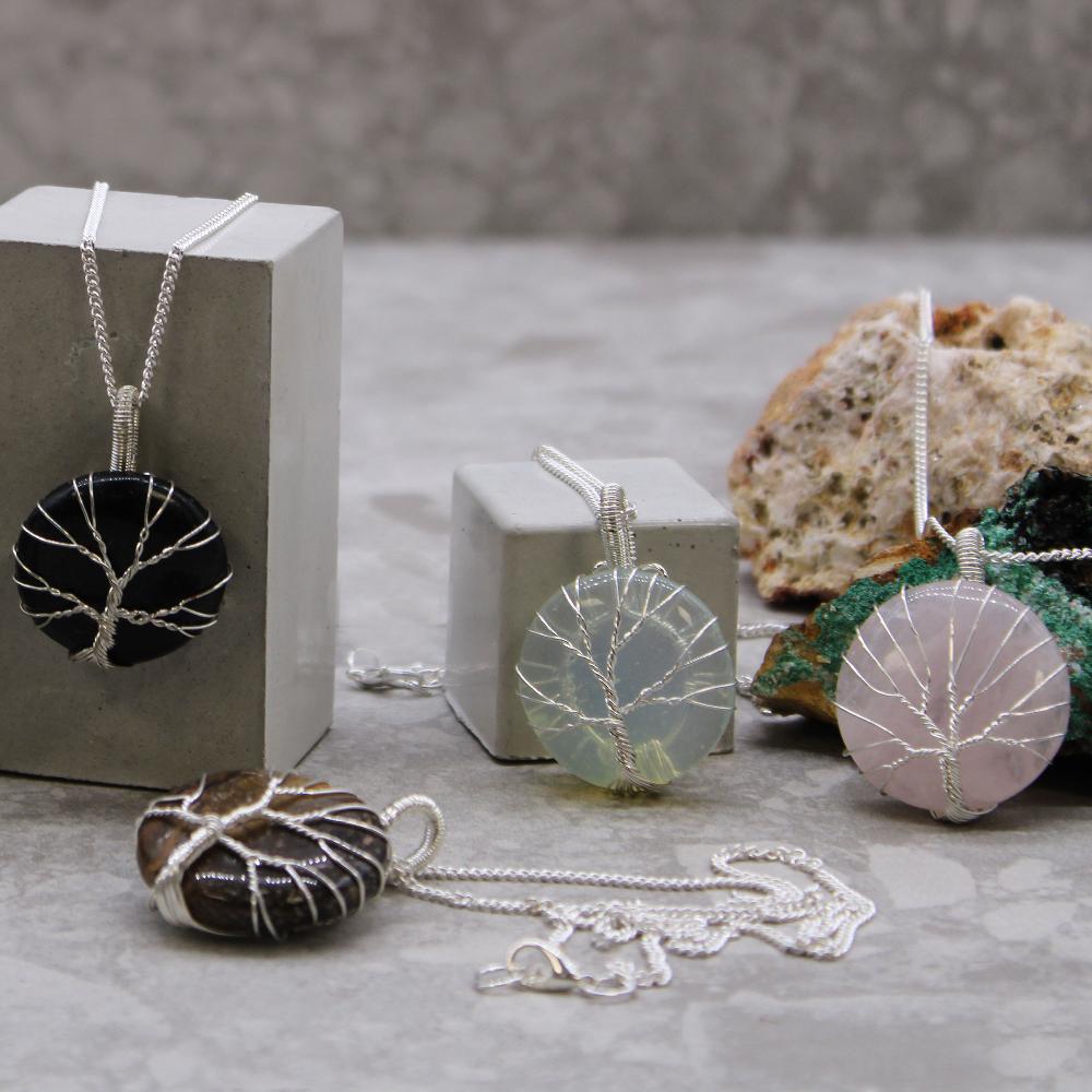 Tree Of Life Gemstone Necklace - Black Onyx